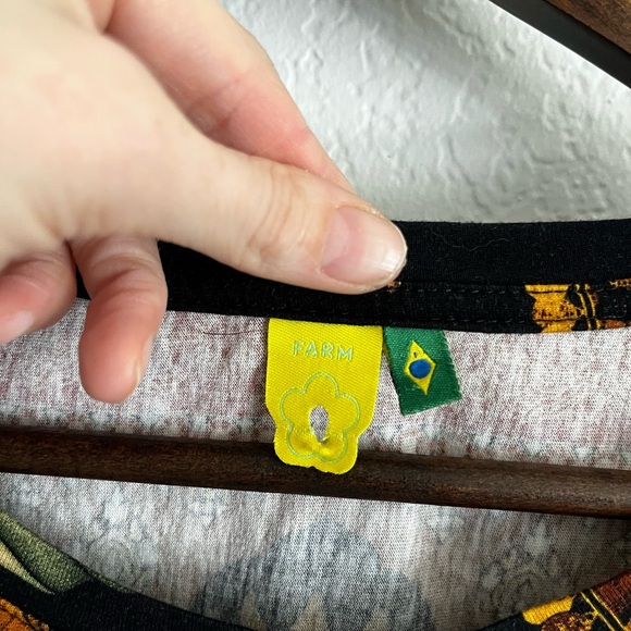 Farm Rio Floral Tropical Short Sleeve T-Shirt Mini Dress Black Medium - Picture 4 of 7